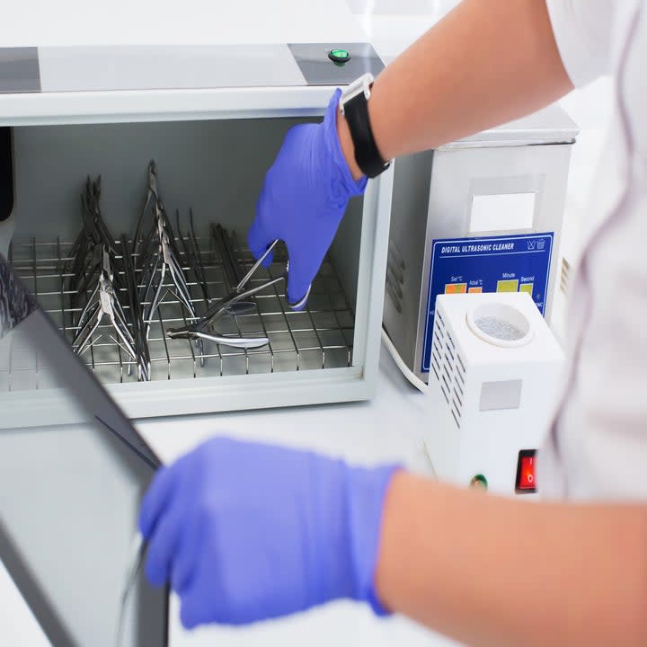 image of nail equipment being cleaned at a nail salon