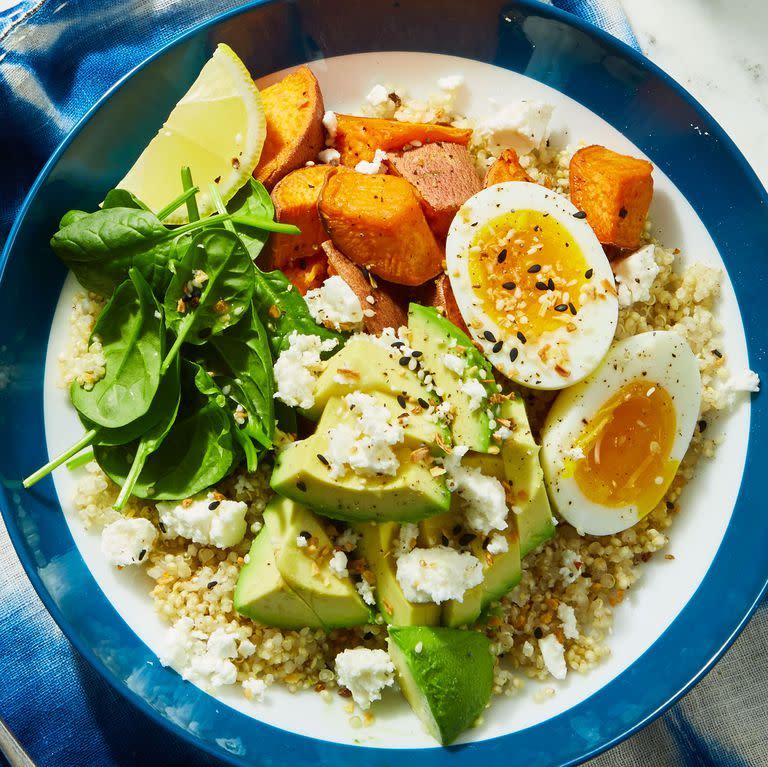 1)  Quinoa Avocado Breakfast Protein Bowl