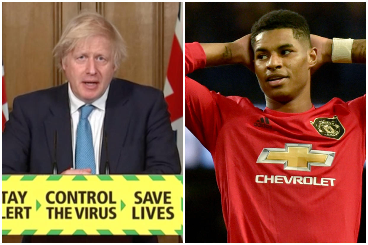 Boris Johnson said he only became aware of Marcus Rashford's free school meals campaign today.