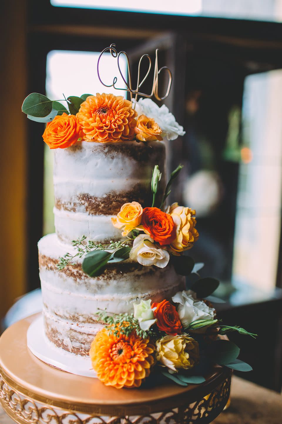 Orange and Yellow Fall Wedding Cake