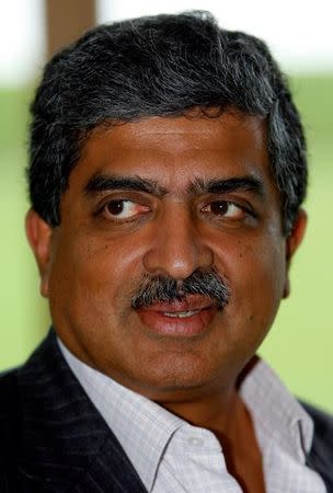Co-Chairman of the Board of Directors of Infosys Technologies Ltd. Nandan M. Nilekani speaks after a news conference on the outskirts of New Delhi September 21, 2008. REUTERS/B Mathur/Files