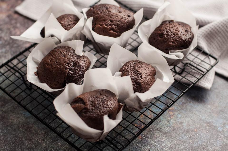 freshly baked homemade brownie muffin