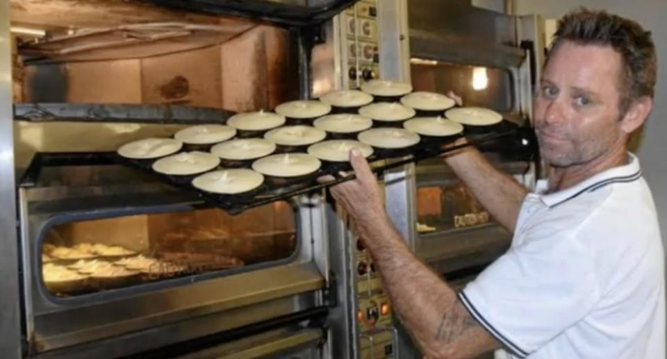 Todd Mooney, who was killed in a fire, at his bakery.