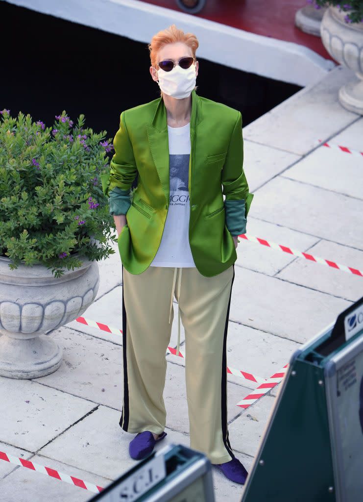 <p>Another A-Lister in a mask at Venice was Swinton.</p>