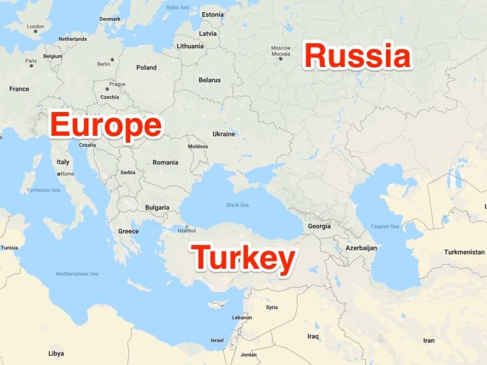 turkey russia europe map