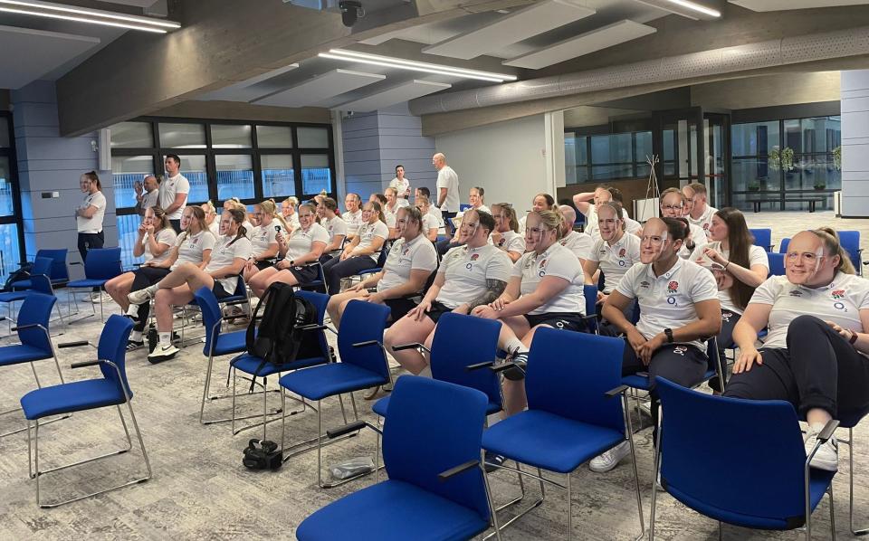 The England womens rugby team mark coach John Mitchell's 60th birthday in style