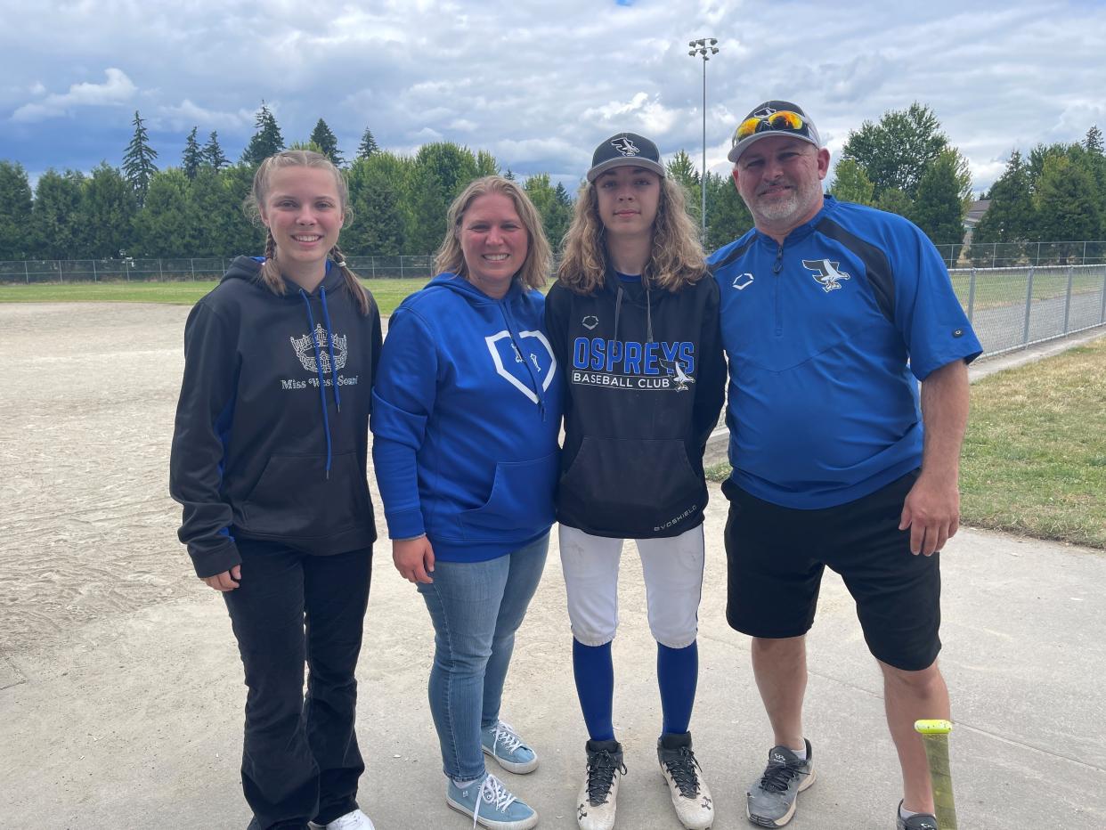 The Blackwood family at a Kitsap Ospreys baseball game. From left, Reyna, Monica, Taylor and Clay.