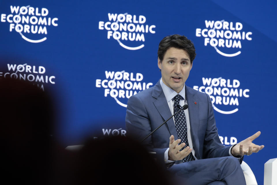 Canadian Prime Minister Justin Trudeau didn't hold back at&nbsp;Davos. (Photo: Jason Alden/Bloomberg via Getty Images)