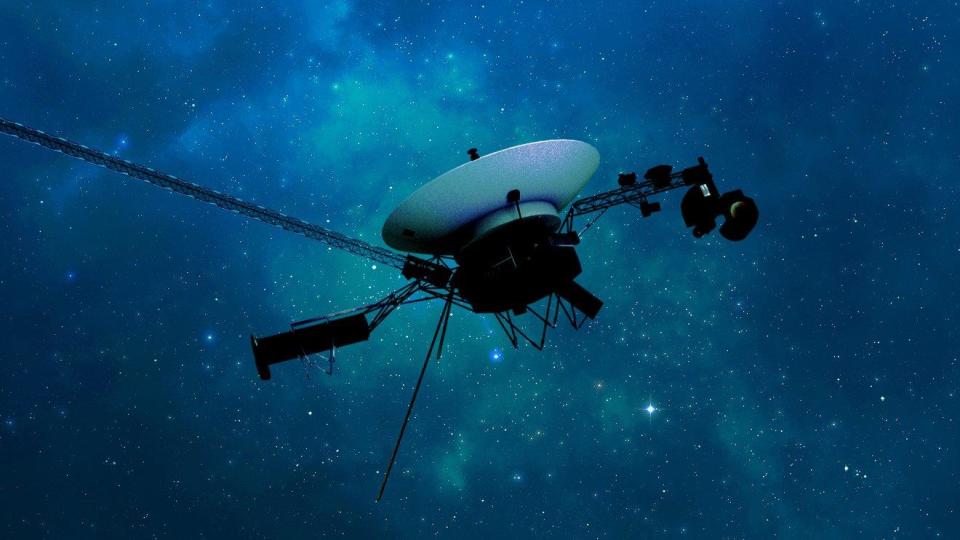 Künstlerische Darstellung von Voyager 1 im interstellaren Raum.  / Bildnachweis: NASA/JPL-Caltech