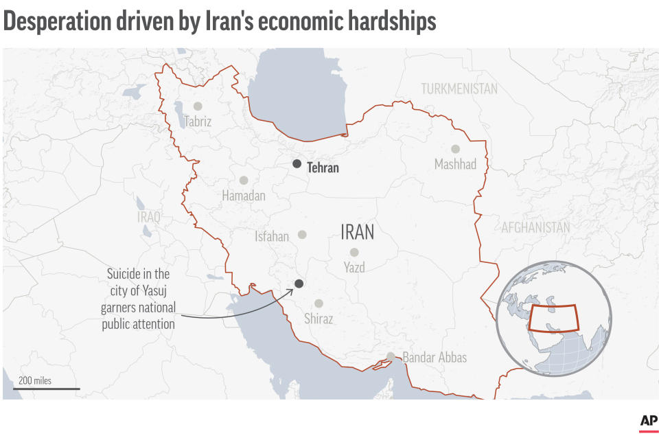 Suicide in a provincial Iranian city of Yasuj reflects public desperation with Iran's economy.