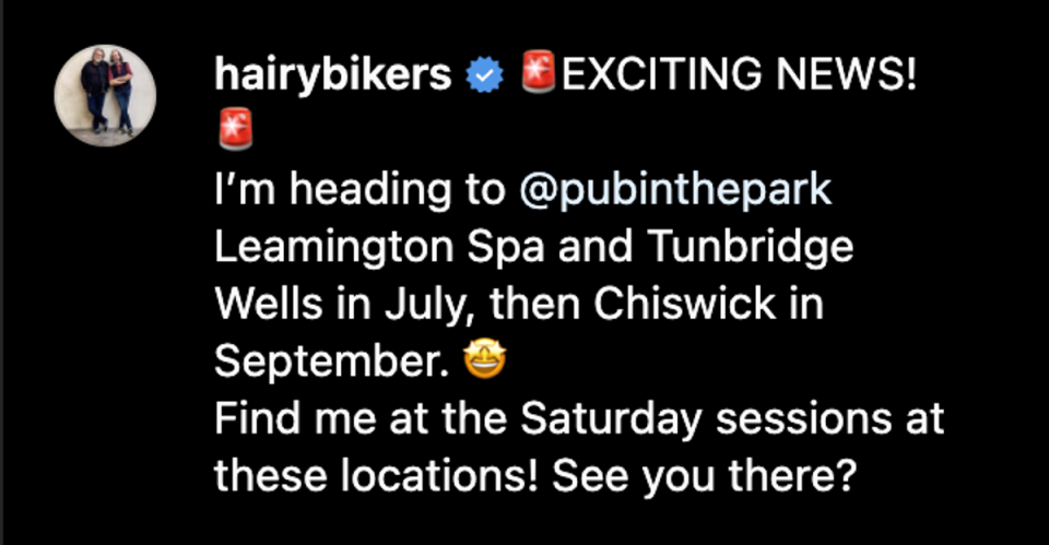 Hairy Bikers’ Simon ‘Si’ King is returning in a solo capacity (Instagram)
