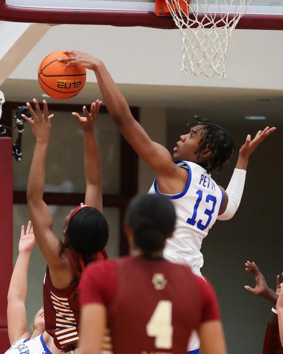 Kentucky’s Ajae Petty finished Thursday night’s win with 17 points, eight rebounds and a blocked shot.