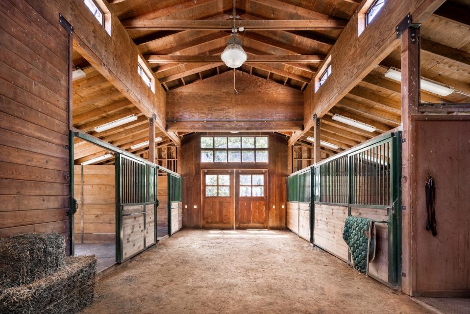 A view of the stable inside Annie Leibovitz's California estate