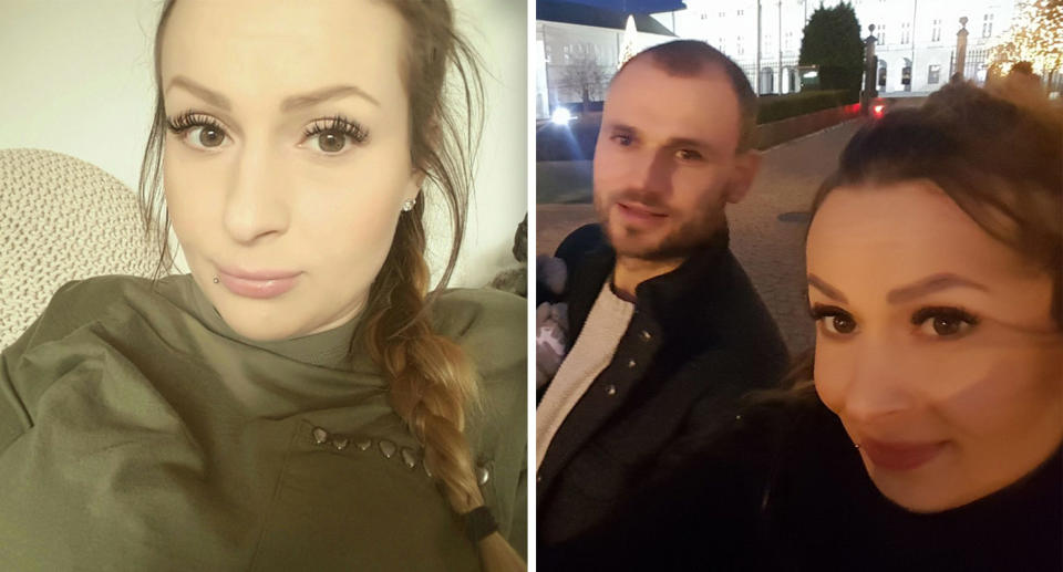 Edyta Mordel, 33, pictured with partner Lukasz Cieciura, claims she would have had an abortion if she knew her son had Down's Syndrome. Source: Edyta Mordel / Facebook