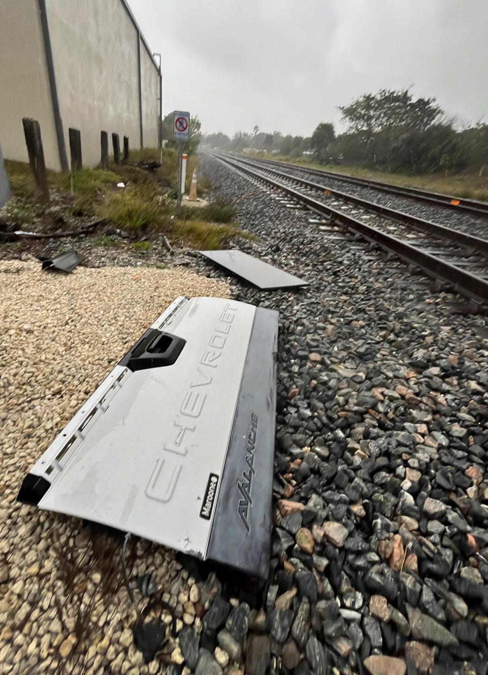 The railroad crossing at WH Jackson Street in Melbourne was the site of two seperate fatal accidents. in the same week. This tailgate is from the Chevrolet Avalanche hit when the driver tried to get around the railway gates, and the truck was hit by a southbound Brightline train, resulting in two fatalities.