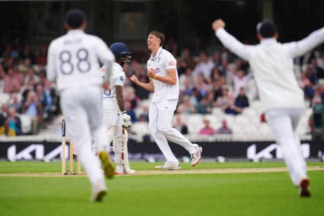 England’s Josh Hull celebrates taking a wicket against Sri Lanka in the third Test at The Oval