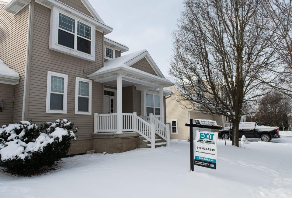 One of the few homes seen for sale in the Hawk Nest neighborhood off of Coolidge Road in East Lansing, seen Friday, Jan. 19, 2024.