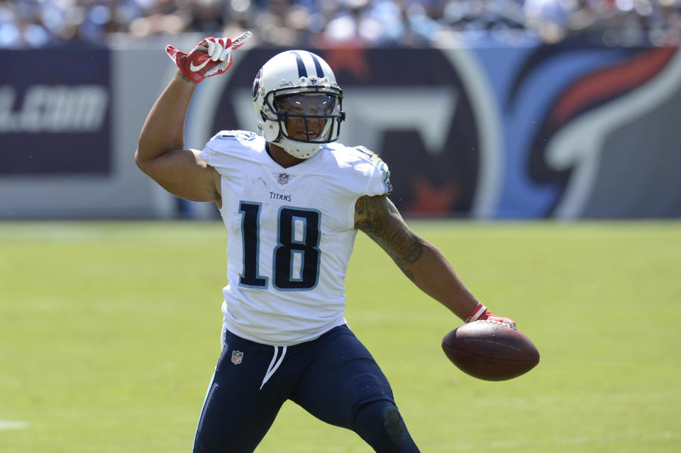 Tennessee Titans wide receiver Rishard Matthews tweeted that he'd retire from football if he was forced to stand for the anthem. (AP)