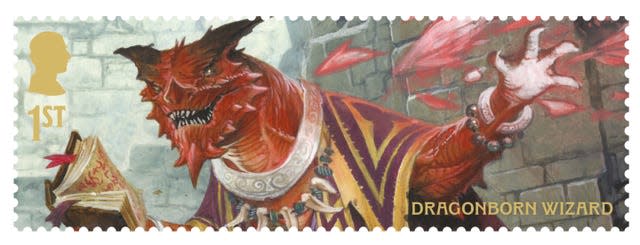 A red dragon on a first class stamp
