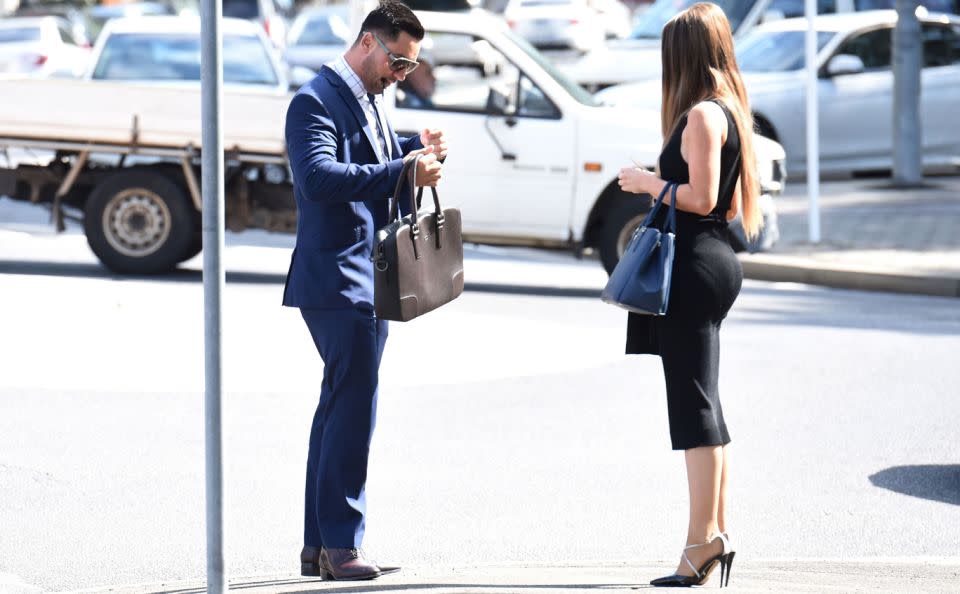 Salim Mehajer, deputy mayor of Auburn, and his wife Aysha, arrive at Bankstown Court House in Sydney on a separate occasion. Photo: AAP