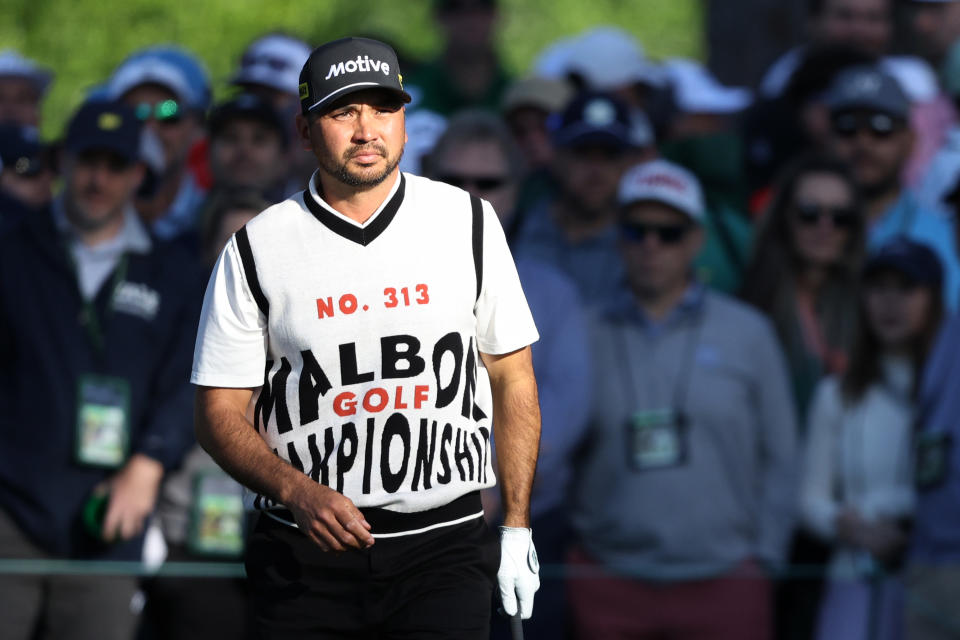 Jason Day's unique fashion choice. (Warren Little/Getty Images)