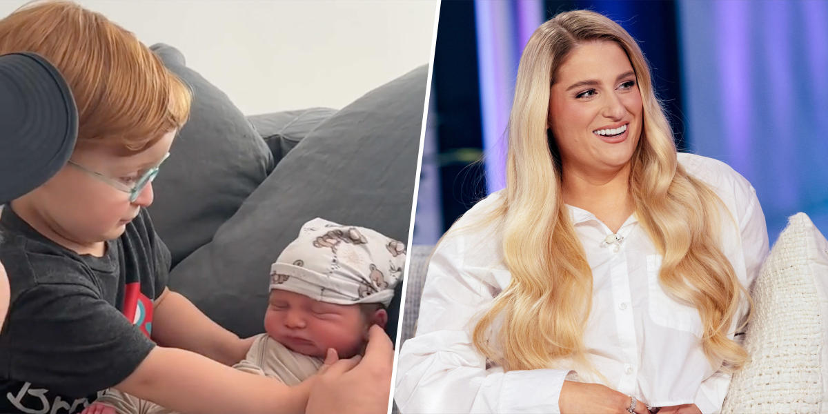 Meghan Trainor Posts Video of Son Riley Taking Care of Baby Brother