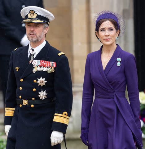 <p>Mark Cuthbert/UK Press via Getty Images</p> Crown Princess Mary of Denmark and Crown Prince Frederik of Denmark at Westminster Abbey for the coronation of King Charles and Queen Camilla on May 6, 2023.