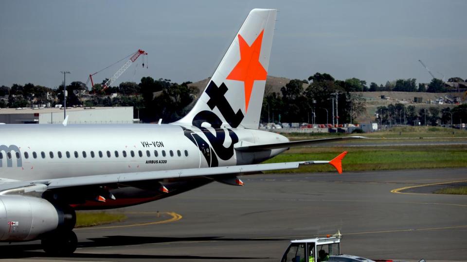 SYDNEY, AUSTRALIA - NewsWire Photos - OCTOBER 14, 2022: General generic editorial stock image of Jetstar aircraft at Sydney Domestic Airport. Picture: NCA NewsWire / Nicholas Eagar