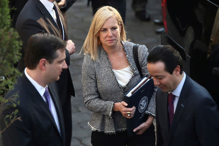 U.S. Homeland Security Secretary Kirstjen Nielsen arrives at the Mexican Secretariat of the Interior building before addressing the media in Mexico City, Mexico, March 26, 2018. REUTERS/Edgard Garrido