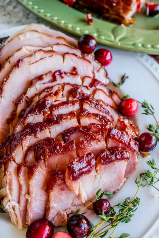 <p>The Food Charlatan</p><p>This recipe uses fresh cranberries, meaning it’s perfect for the holiday season! We also love the zing that the Dijon mustard adds too. </p><p><strong>Get the recipe: <a href="http://thefoodcharlatan.com/2016/11/09/oven-roasted-cranberry-dijon-glazed-ham-recipe/" rel="nofollow noopener" target="_blank" data-ylk="slk:Cranberry Dijon Glazed Ham;elm:context_link;itc:0;sec:content-canvas" class="link ">Cranberry Dijon Glazed Ham</a></strong></p>