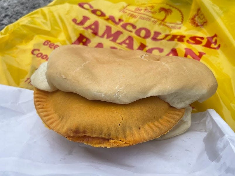 Concourse Bakery's beef patty and coco bread