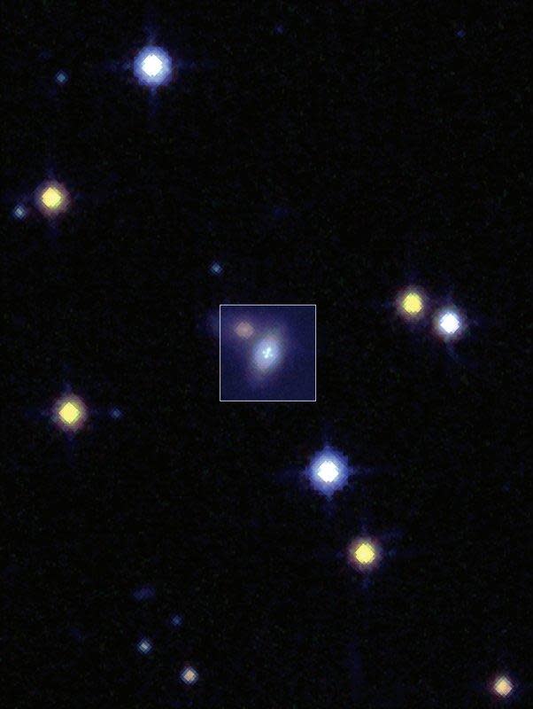 The four, duplicated images of SN Zwicky are seen here, observed at the highest possible resolution with the W.M. Keck Observatory. / Credit: Joel Johansson