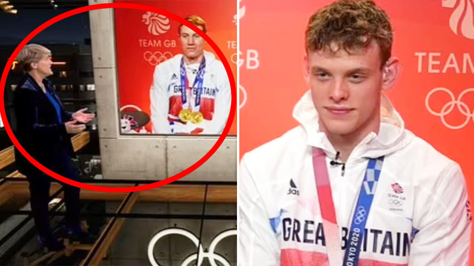 The swimmers did well to compose themselves during the awkward moment in the BBC interview. Pic: BBC