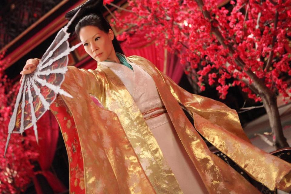 This image released by Universal Pictures shows Lucy Liu in a scene from "The Man With the Iron Fists." (AP Photo/Universal Pictures)