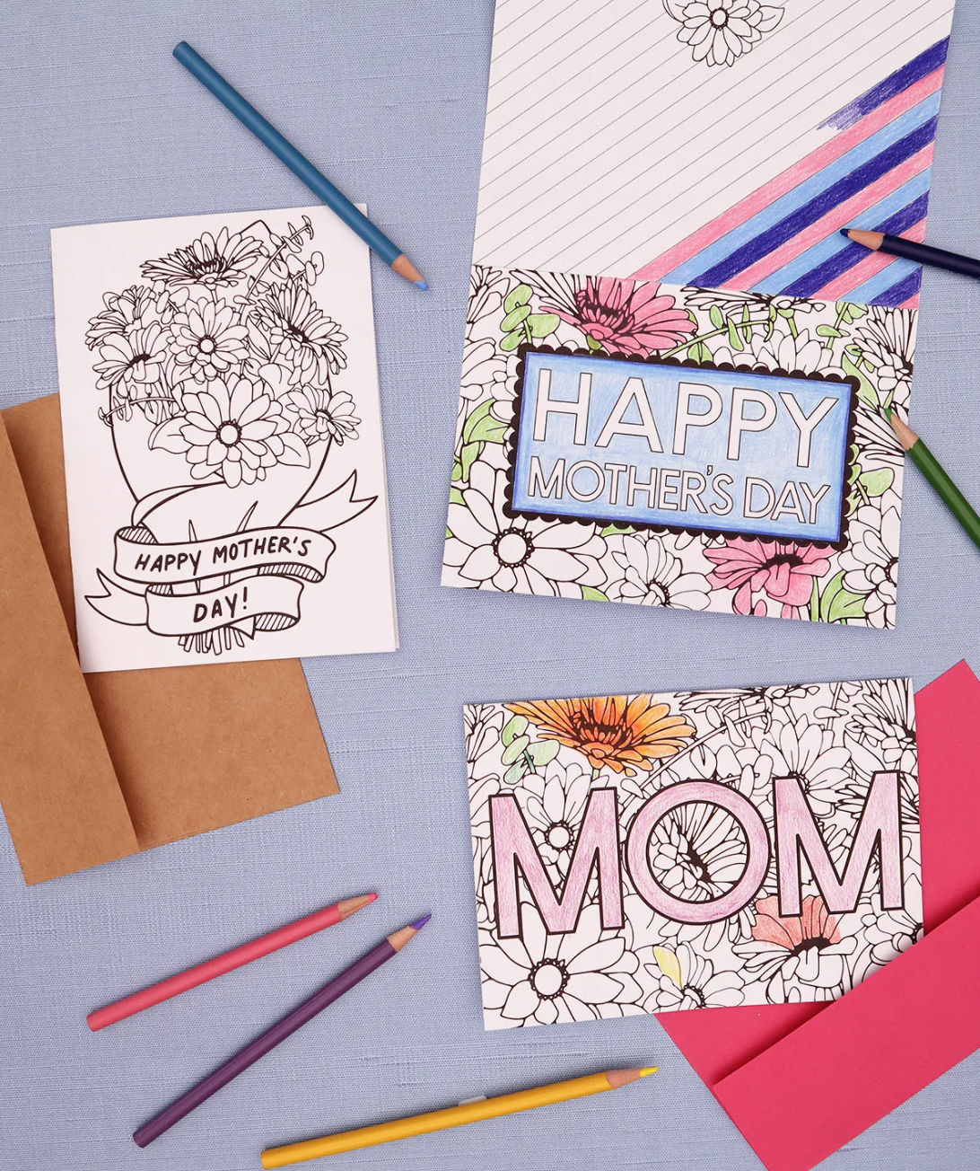diy mothers day cards coloring cards