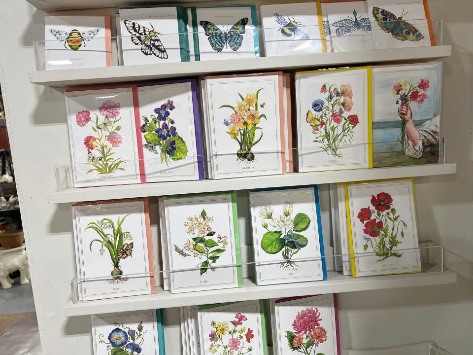 Cards offered by PopJoy Studios in their showroom inside The Station by the Tracks in Gadsden feature the artwork of Donna Clayton.