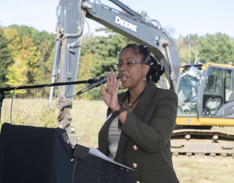 Aimee Wade, executive director of Summit County ADM, at the groundbreaking on Thursday, October 3.