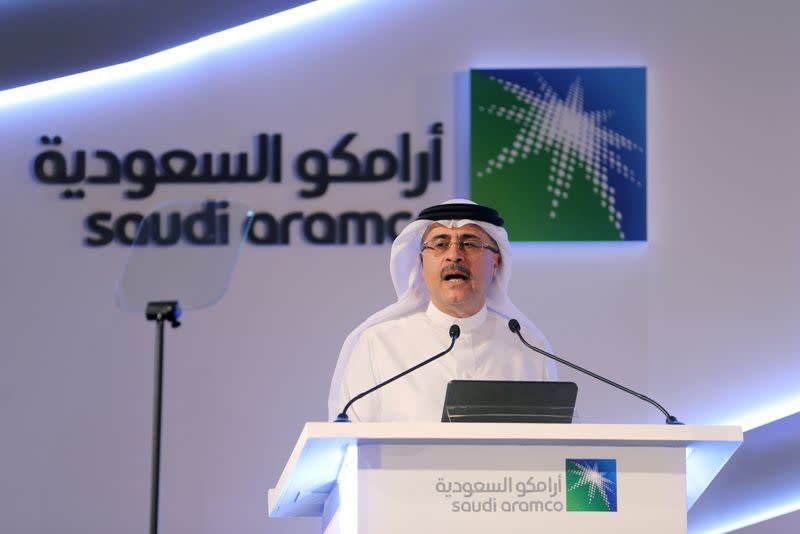 FILE PHOTO: Amin H. Nasser, president and CEO of Saudi Aramco, speaks during a news conference in Dhahran