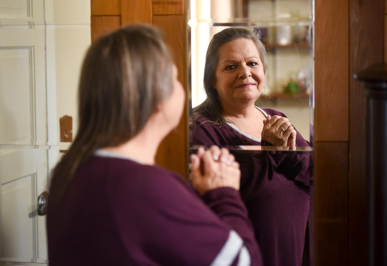 Connie Parke began rapidly losing her sight in 2003 after noticing halos and prisms on lights while driving. (SWNS)