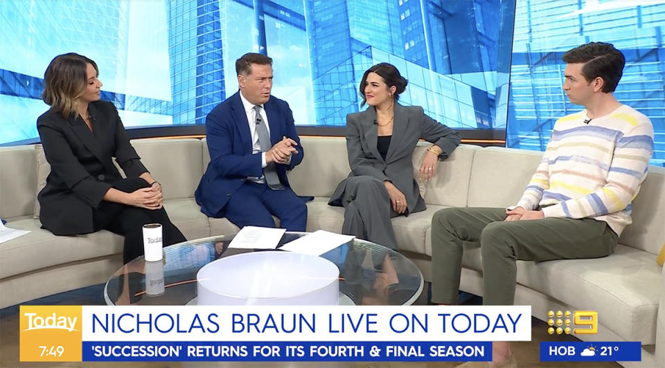 Nicholas Braun on Today speaking to Karl Stefanovic and Sarah Abo