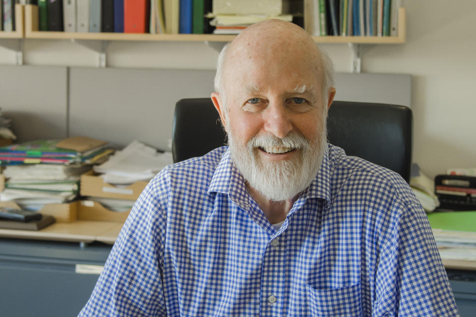 This photo provided by the Lasker Foundation in September 2022 shows Richard Hynes in Cambridge, Mass. The 2022 Lasker basic research award was shared by three scientists: Hynes of the Massachusetts Institute of Technology, Erkki Ruoslahti of California's Sanford Burnham Prebys Medical Discovery Institute and Timothy A. Springer of Harvard Medical School. They were recognized for their research on key immune proteins called integrins, which help cells attach to other nearby cells and molecules. (Kalman Zabarsky/Lasker Foundation via AP)