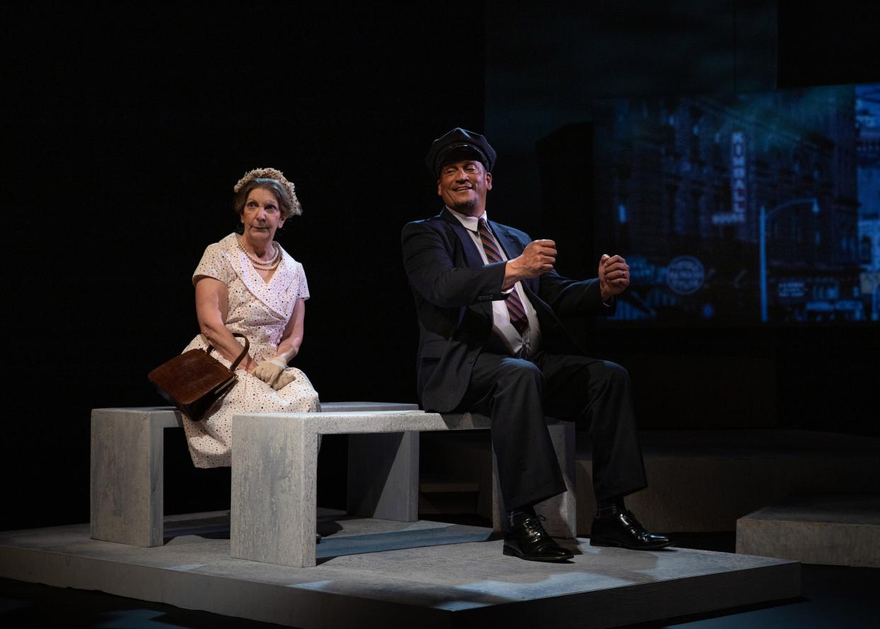 Karen Brunner as Daisy Werthan and Kirk Hoxie as Hoke Colburn in “Driving Miss Daisy” at Oak Ridge Playhouse.