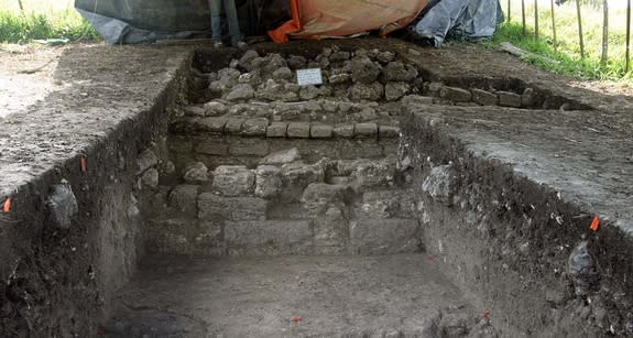 In the course of excavating remains of the Mayan city, archaeologists uncovered a corridor containing shiny white plaster that originally would have covered the city.