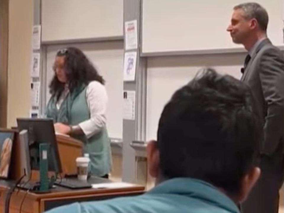 Trump-appointed Judge Kyle Duncan on campus at Stanford University Law School during a controversial visit (screengrab/News Nation)