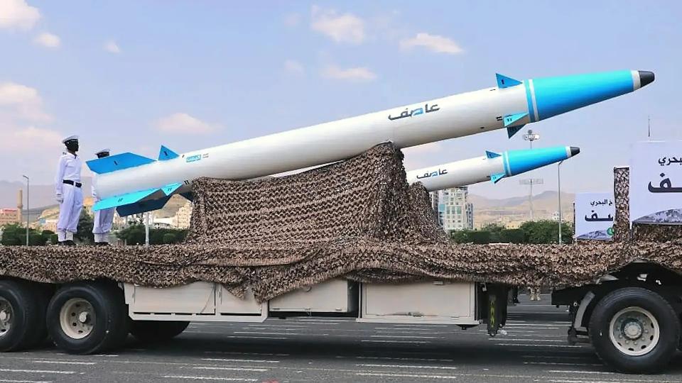 A Houthi anti-ship ballistic missile variant based on Iran's Fateh-313. (via X)