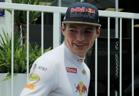 Formula One - Grand Prix of Europe - Baku, Azerbaijan - 17/6/16 - Red Bull Formula One driver Max Verstappen of the Netherlands reacts at the paddock area. REUTERS/Maxim Shemetov