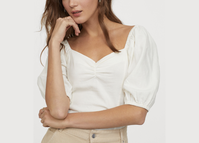 Plus Eyelet Puff Sleeve Smock Top