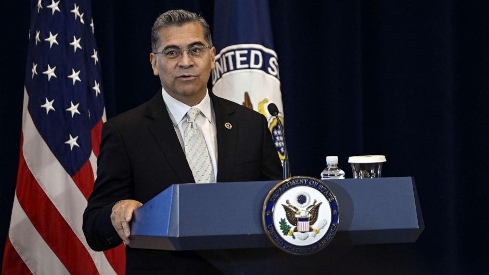 PHOTO: FILE - Health Secretary Xavier Becerra speaks during the opening of the Office of Global Health Security and Diplomacy at the State Department in Washington DC on August 1, 2023. (Anadolu Agency via Getty Images, FILE)