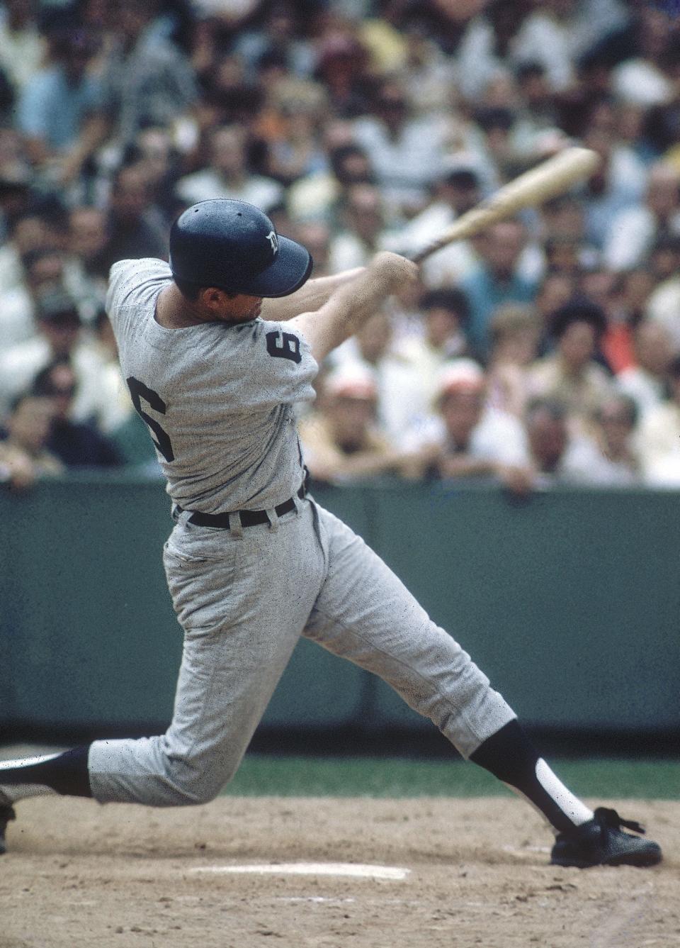 Detroit Tigers right fielder Al Kaline, pictured during the 1968 season, never considered himself a power hitter. Which made his three-homer day in 1955 all the more stunning.