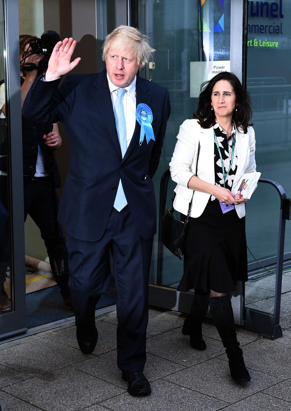 Mayor of London and Conservative MP for Uxbridge and South Ruislip Boris Johnson leaves Brunel University with his wife Marina after the General Election count.